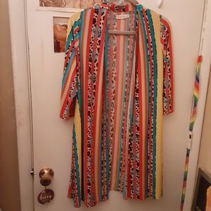 Southern Stitch S/M Colorful Mexico Aztec Cheetah Open Duster Kimono Cardigan